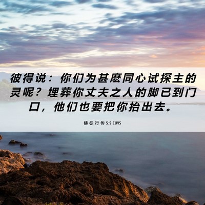 Picture 06 - 使 徒 行 传 5:9 CUVS - 彼 得 说 ： 你 们 为 甚 麽 同 心 试 - Bible Verse Picture