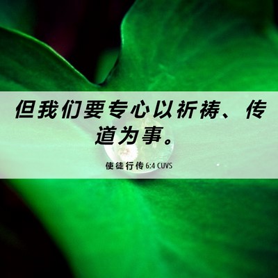 Picture 06 - 使 徒 行 传 6:4 CUVS - 但 我 们 要 专 心 以 祈 祷 、 传 道 - Bible Verse Picture