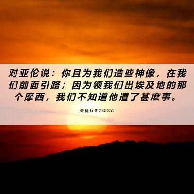 Picture 06 - 使 徒 行 传 7:40 CUVS - 对 亚 伦 说 ： 你 且 为 我 们 造 些 - Bible Verse Picture