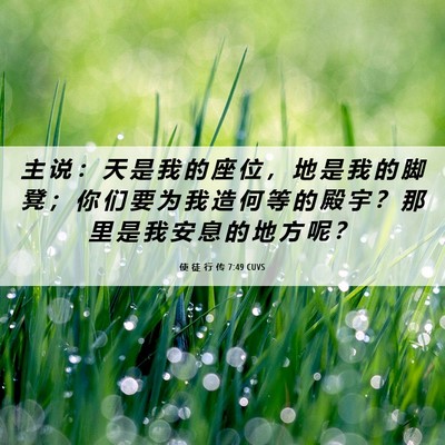 Picture 06 - 使 徒 行 传 7:49 CUVS - 主 说 ： 天 是 我 的 座 位 ， 地 是 - Bible Verse Picture