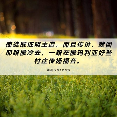 Picture 06 - 使 徒 行 传 8:25 CUVS - 使 徒 既 证 明 主 道 ， 而 且 传 讲 - Bible Verse Picture
