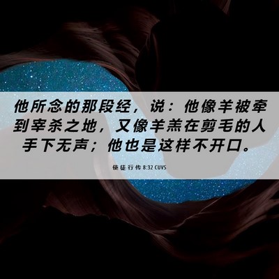 Picture 06 - 使 徒 行 传 8:32 CUVS - 他 所 念 的 那 段 经 ， 说 ： 他 像 - Bible Verse Picture