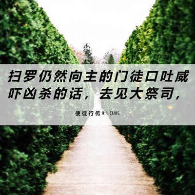 Picture 06 - 使 徒 行 传 9:1 CUVS - 扫 罗 仍 然 向 主 的 门 徒 口 吐 威 - Bible Verse Picture