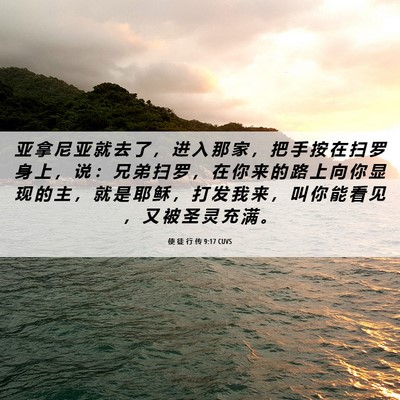 Picture 06 - 使 徒 行 传 9:17 CUVS - 亚 拿 尼 亚 就 去 了 ， 进 入 那 家 - Bible Verse Picture