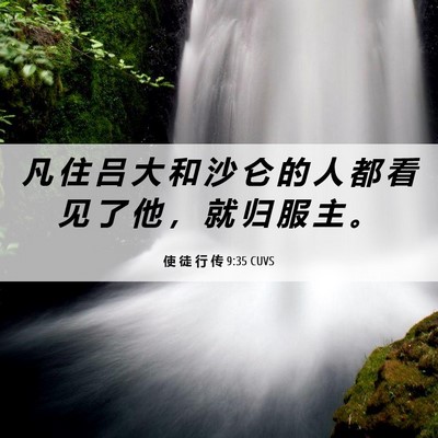 Picture 06 - 使 徒 行 传 9:35 CUVS - 凡 住 吕 大 和 沙 仑 的 人 都 看 见 - Bible Verse Picture