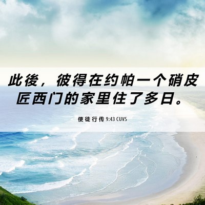Picture 06 - 使 徒 行 传 9:43 CUVS - 此 後 ， 彼 得 在 约 帕 一 个 硝 皮 - Bible Verse Picture