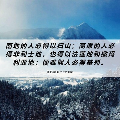 Picture 06 - 俄 巴 底 亚 书 1:19 CUVS - 南 地 的 人 必 得 以 扫 山 ； 高 原 - Bible Verse Picture