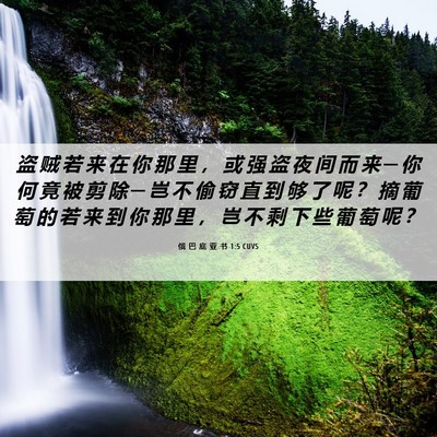 Picture 06 - 俄 巴 底 亚 书 1:5 CUVS - 盗 贼 若 来 在 你 那 里 ， 或 强 盗 - Bible Verse Picture