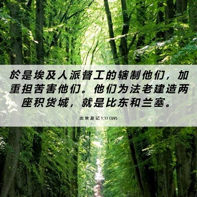 Picture 06 - 出 埃 及 记 1:11 CUVS - 於 是 埃 及 人 派 督 工 的 辖 制 他 - Bible Verse Picture