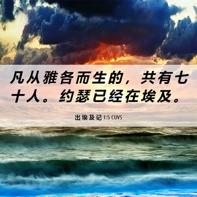 Picture 06 - 出 埃 及 记 1:5 CUVS - 凡 从 雅 各 而 生 的 ， 共 有 七 十 - Bible Verse Picture