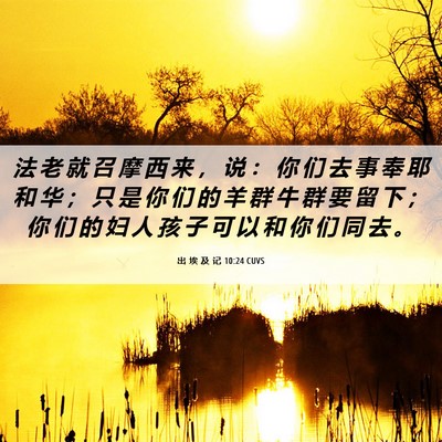 Picture 06 - 出 埃 及 记 10:24 CUVS - 法 老 就 召 摩 西 来 ， 说 ： 你 们 - Bible Verse Picture