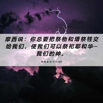 Picture 06 - 出 埃 及 记 10:25 CUVS - 摩 西 说 ： 你 总 要 把 祭 物 和 燔 - Bible Verse Picture