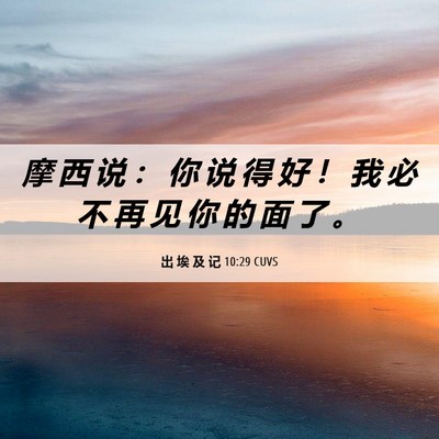 Picture 06 - 出 埃 及 记 10:29 CUVS - 摩 西 说 ： 你 说 得 好 ！ 我 必 不 - Bible Verse Picture