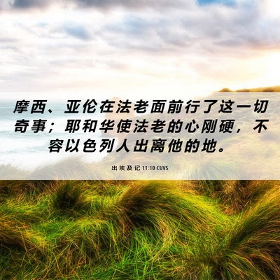 Picture 06 - 出 埃 及 记 11:10 CUVS - 摩 西 、 亚 伦 在 法 老 面 前 行 了 - Bible Verse Picture