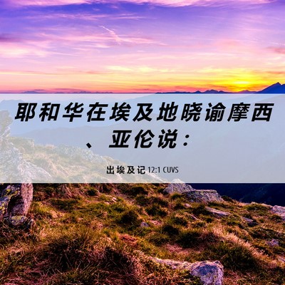 Picture 06 - 出 埃 及 记 12:1 CUVS - 耶 和 华 在 埃 及 地 晓 谕 摩 西 、 - Bible Verse Picture