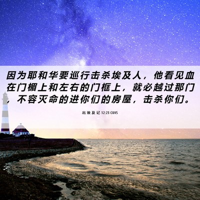 Picture 06 - 出 埃 及 记 12:23 CUVS - 因 为 耶 和 华 要 巡 行 击 杀 埃 及 - Bible Verse Picture