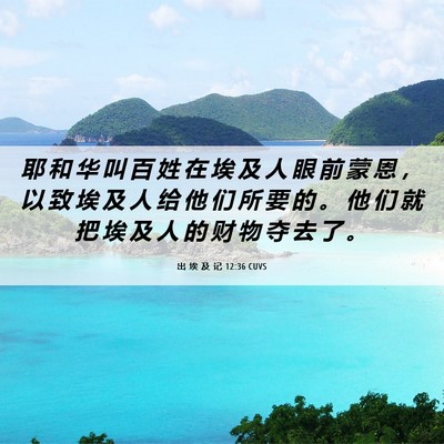 Picture 06 - 出 埃 及 记 12:36 CUVS - 耶 和 华 叫 百 姓 在 埃 及 人 眼 前 - Bible Verse Picture