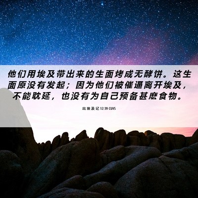 Picture 06 - 出 埃 及 记 12:39 CUVS - 他 们 用 埃 及 带 出 来 的 生 面 烤 - Bible Verse Picture