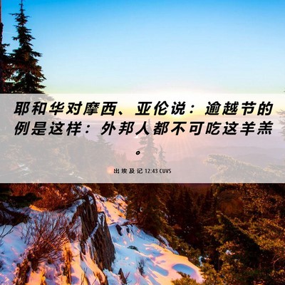 Picture 06 - 出 埃 及 记 12:43 CUVS - 耶 和 华 对 摩 西 、 亚 伦 说 ： 逾 - Bible Verse Picture