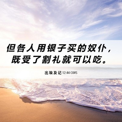 Picture 06 - 出 埃 及 记 12:44 CUVS - 但 各 人 用 银 子 买 的 奴 仆 ， 既 - Bible Verse Picture