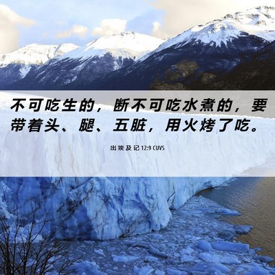 Picture 06 - 出 埃 及 记 12:9 CUVS - 不 可 吃 生 的 ， 断 不 可 吃 水 煮 - Bible Verse Picture