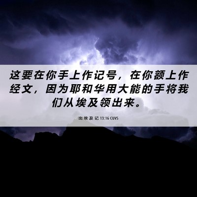 Picture 06 - 出 埃 及 记 13:16 CUVS - 这 要 在 你 手 上 作 记 号 ， 在 你 - Bible Verse Picture