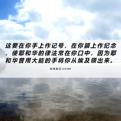 Picture 06 - 出 埃 及 记 13:9 CUVS - 这 要 在 你 手 上 作 记 号 ， 在 你 - Bible Verse Picture