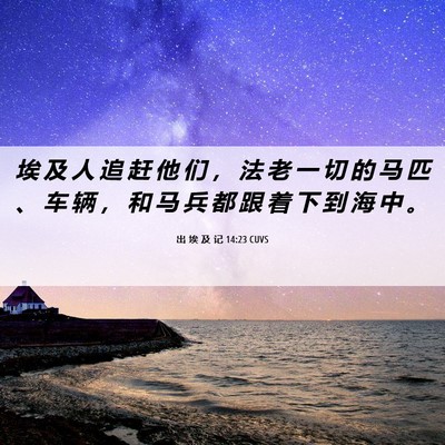 Picture 06 - 出 埃 及 记 14:23 CUVS - 埃 及 人 追 赶 他 们 ， 法 老 一 切 - Bible Verse Picture