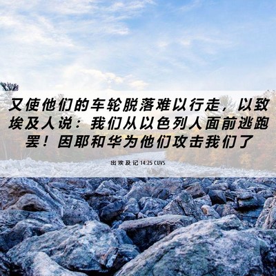 Picture 06 - 出 埃 及 记 14:25 CUVS - 又 使 他 们 的 车 轮 脱 落 难 以 行 - Bible Verse Picture