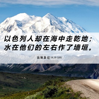 Picture 06 - 出 埃 及 记 14:29 CUVS - 以 色 列 人 却 在 海 中 走 乾 地 ； - Bible Verse Picture