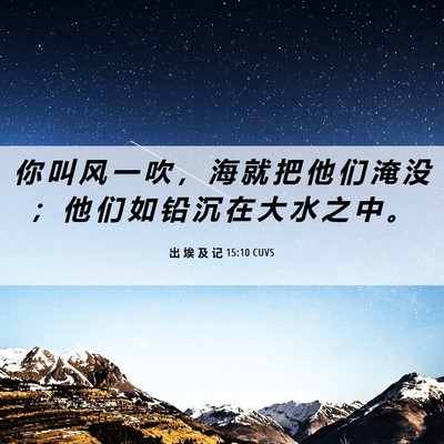 Picture 06 - 出 埃 及 记 15:10 CUVS - 你 叫 风 一 吹 ， 海 就 把 他 们 淹 - Bible Verse Picture