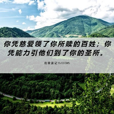 Picture 06 - 出 埃 及 记 15:13 CUVS - 你 凭 慈 爱 领 了 你 所 赎 的 百 姓 - Bible Verse Picture