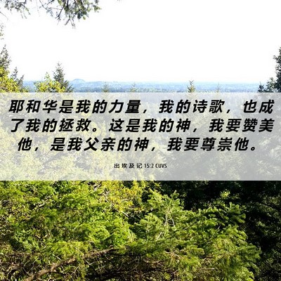 Picture 06 - 出 埃 及 记 15:2 CUVS - 耶 和 华 是 我 的 力 量 ， 我 的 诗 - Bible Verse Picture