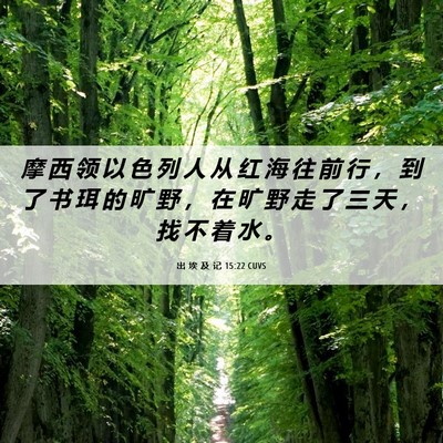 Picture 06 - 出 埃 及 记 15:22 CUVS - 摩 西 领 以 色 列 人 从 红 海 往 前 - Bible Verse Picture