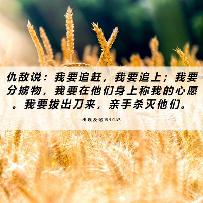 Picture 06 - 出 埃 及 记 15:9 CUVS - 仇 敌 说 ： 我 要 追 赶 ， 我 要 追 - Bible Verse Picture