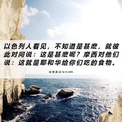 Picture 06 - 出 埃 及 记 16:15 CUVS - 以 色 列 人 看 见 ， 不 知 道 是 甚 - Bible Verse Picture