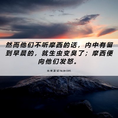 Picture 06 - 出 埃 及 记 16:20 CUVS - 然 而 他 们 不 听 摩 西 的 话 ， 内 - Bible Verse Picture