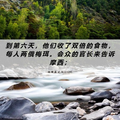 Picture 06 - 出 埃 及 记 16:22 CUVS - 到 第 六 天 ， 他 们 收 了 双 倍 的 - Bible Verse Picture