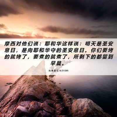 Picture 06 - 出 埃 及 记 16:23 CUVS - 摩 西 对 他 们 说 ： 耶 和 华 这 样 - Bible Verse Picture