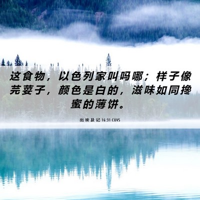 Picture 06 - 出 埃 及 记 16:31 CUVS - 这 食 物 ， 以 色 列 家 叫 吗 哪 ； - Bible Verse Picture
