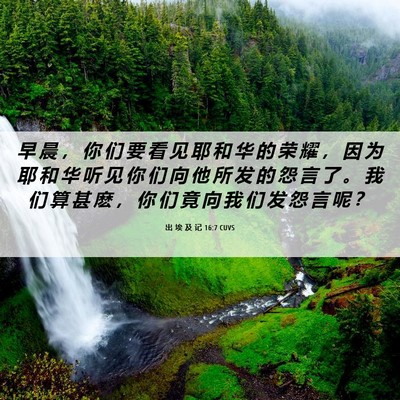 Picture 06 - 出 埃 及 记 16:7 CUVS - 早 晨 ， 你 们 要 看 见 耶 和 华 的 - Bible Verse Picture