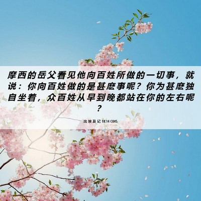 Picture 06 - 出 埃 及 记 18:14 CUVS - 摩 西 的 岳 父 看 见 他 向 百 姓 所 - Bible Verse Picture