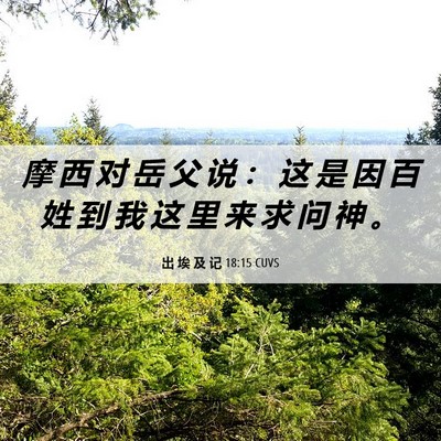 Picture 06 - 出 埃 及 记 18:15 CUVS - 摩 西 对 岳 父 说 ： 这 是 因 百 姓 - Bible Verse Picture
