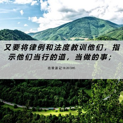 Picture 06 - 出 埃 及 记 18:20 CUVS - 又 要 将 律 例 和 法 度 教 训 他 们 - Bible Verse Picture