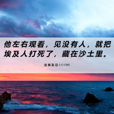 Picture 06 - 出 埃 及 记 2:12 CUVS - 他 左 右 观 看 ， 见 没 有 人 ， 就 - Bible Verse Picture