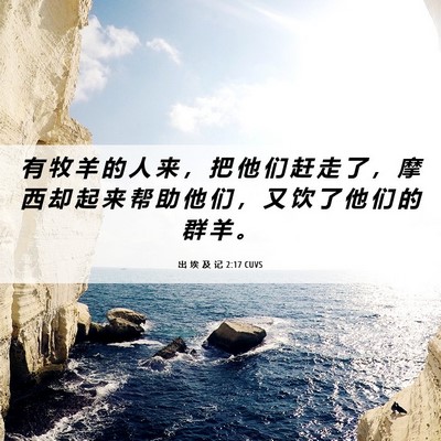 Picture 06 - 出 埃 及 记 2:17 CUVS - 有 牧 羊 的 人 来 ， 把 他 们 赶 走 - Bible Verse Picture