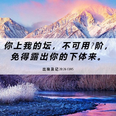 Picture 06 - 出 埃 及 记 20:26 CUVS - 你 上 我 的 坛 ， 不 可 用 ? 阶 ， 免 - Bible Verse Picture