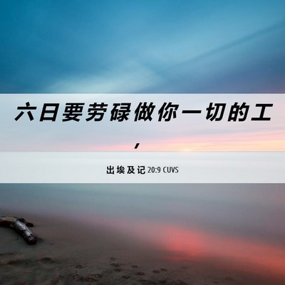 Picture 06 - 出 埃 及 记 20:9 CUVS - 六 日 要 劳 碌 做 你 一 切 的 工 - Bible Verse Picture