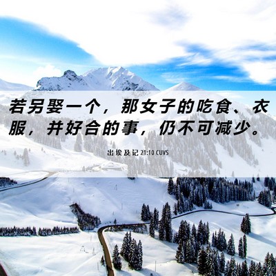Picture 06 - 出 埃 及 记 21:10 CUVS - 若 另 娶 一 个 ， 那 女 子 的 吃 食 - Bible Verse Picture