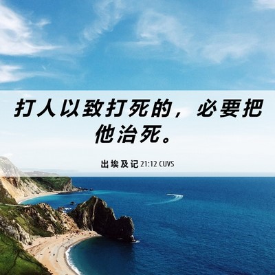 Picture 06 - 出 埃 及 记 21:12 CUVS - 打 人 以 致 打 死 的 ， 必 要 把 他 - Bible Verse Picture